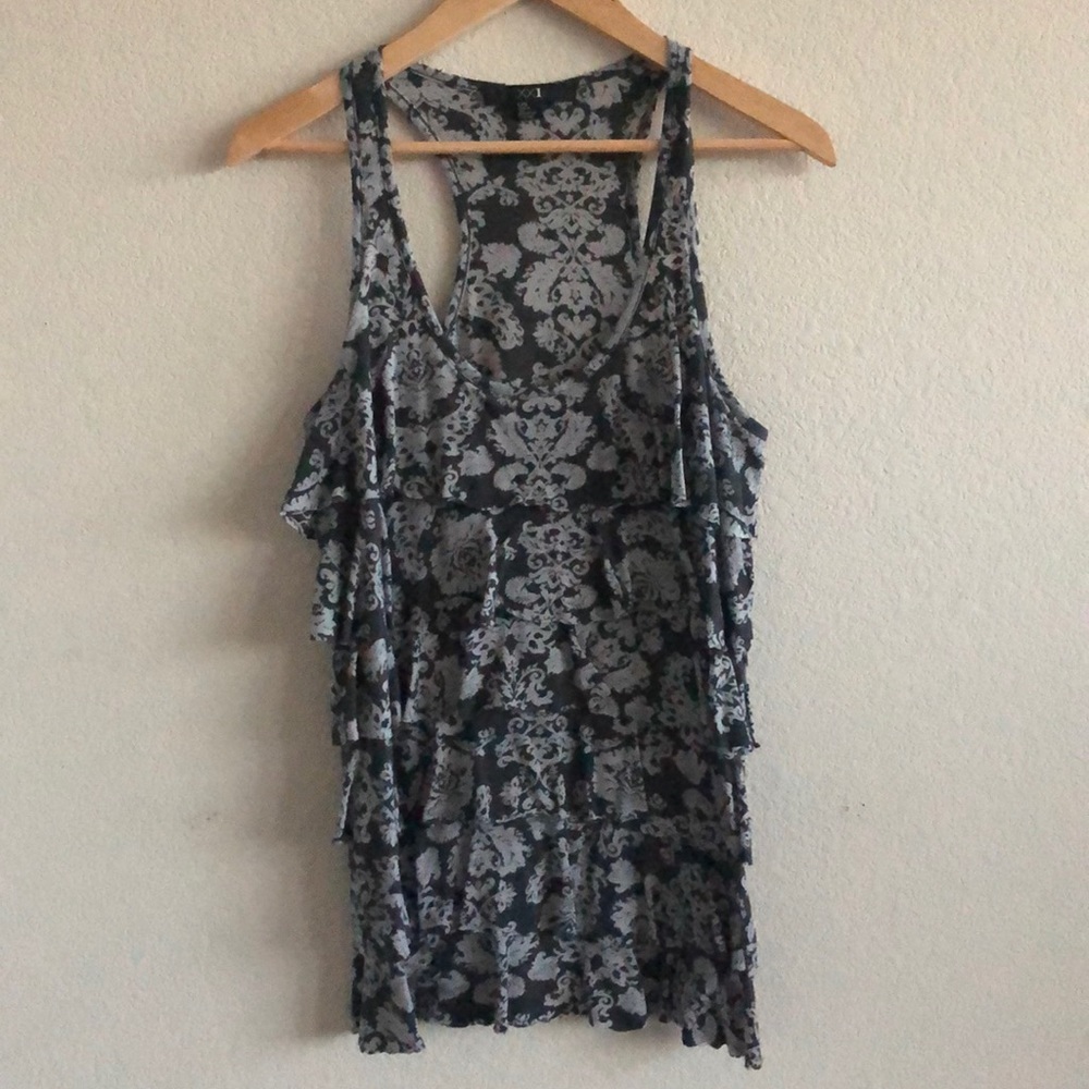 EUC Forever 21 Gray Print Tank Top SZ Large